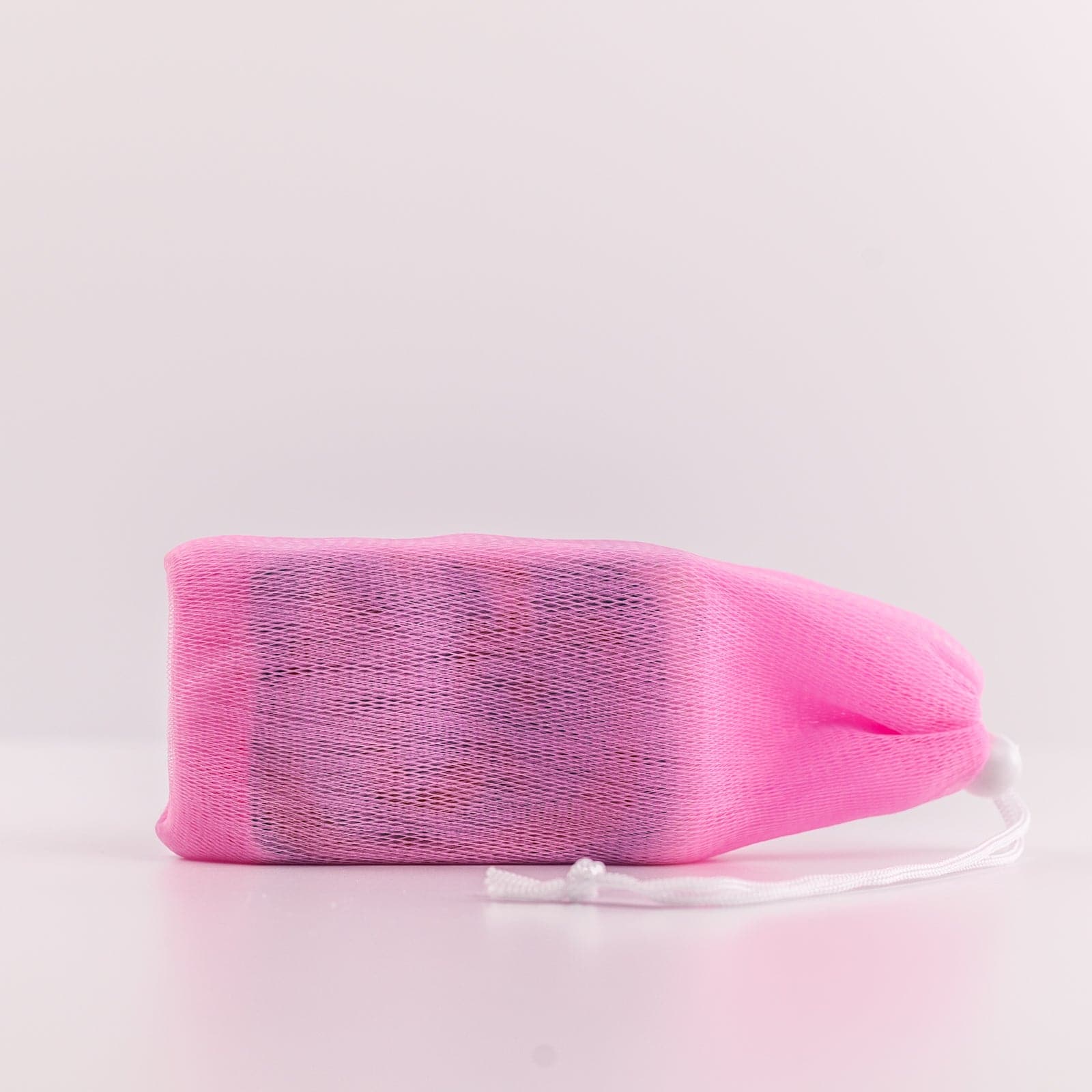 Pink soap sleeve on side